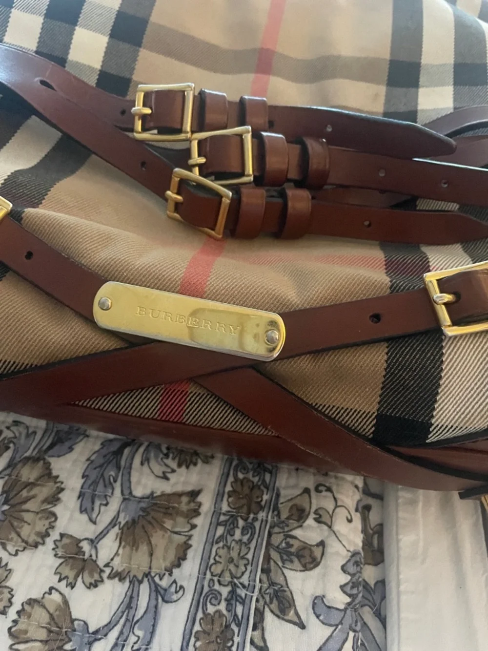Burberry Canvas Bucket Bag with Brown Leather Trim - Picture 2 of 12